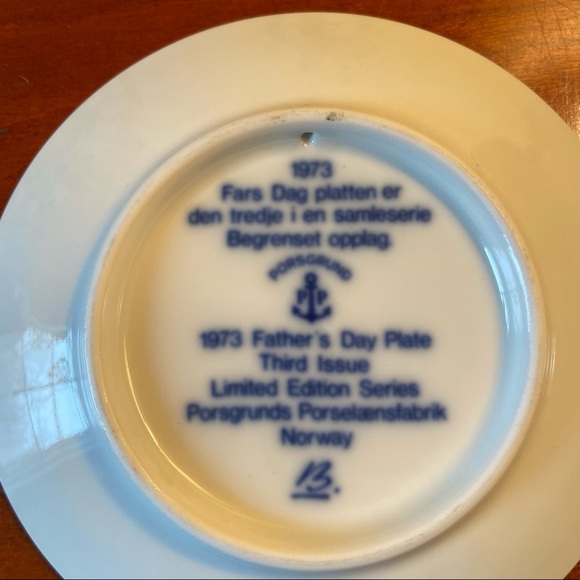 Fathers Day Plate Norway Blue/White 5x5” - Picture 3 of 6